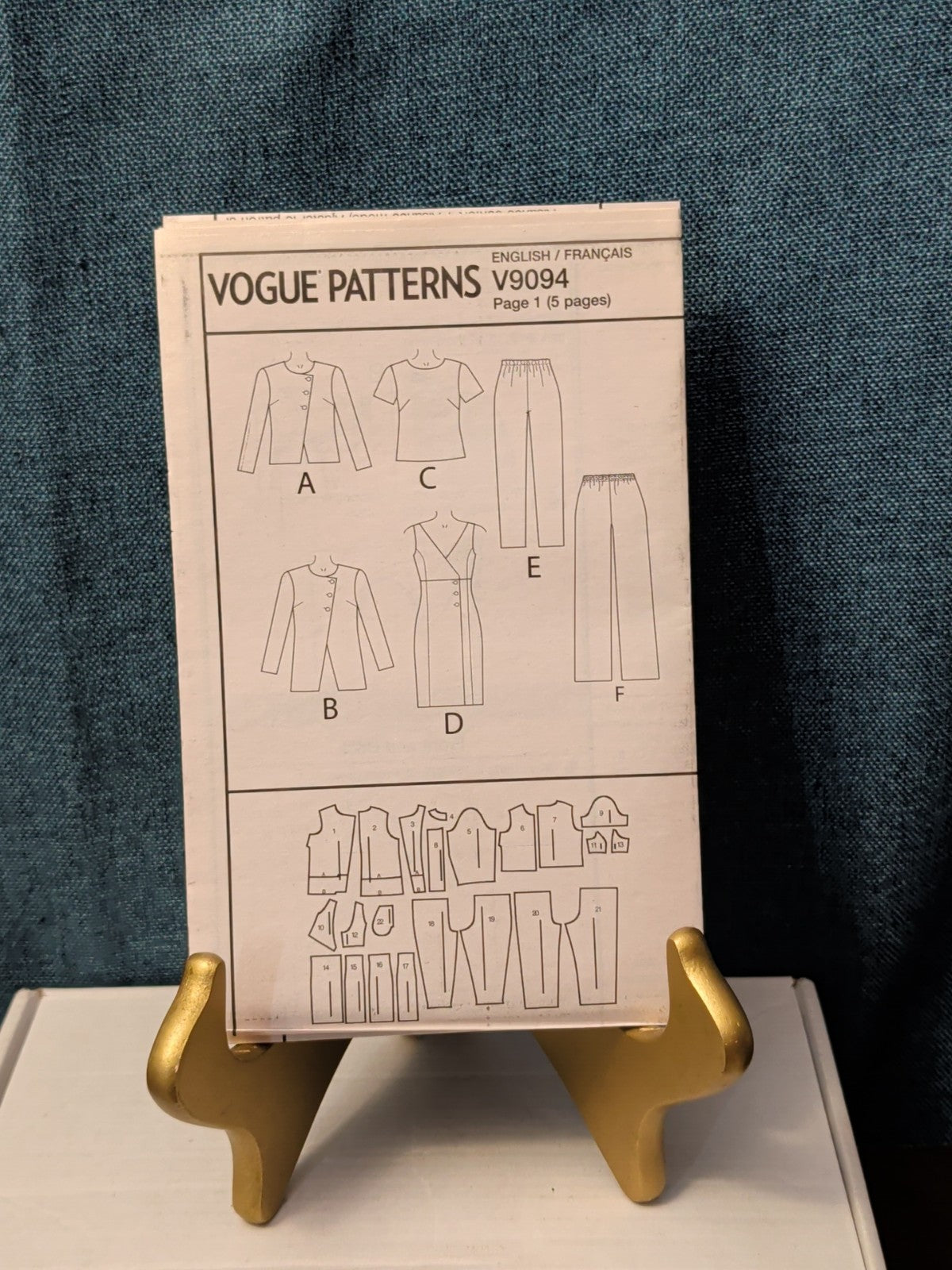 UNCUT Vogue V9094 (VP954) Pattern Asymmetrical Jacket Dress Pants Wardrobe 16-24