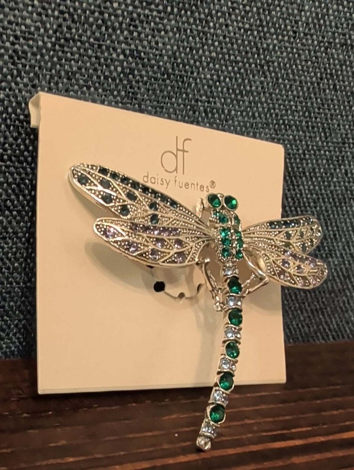 Daisy Fuentes Emerald Green, Sapphire Blue & Violet Dragonfly Brooch