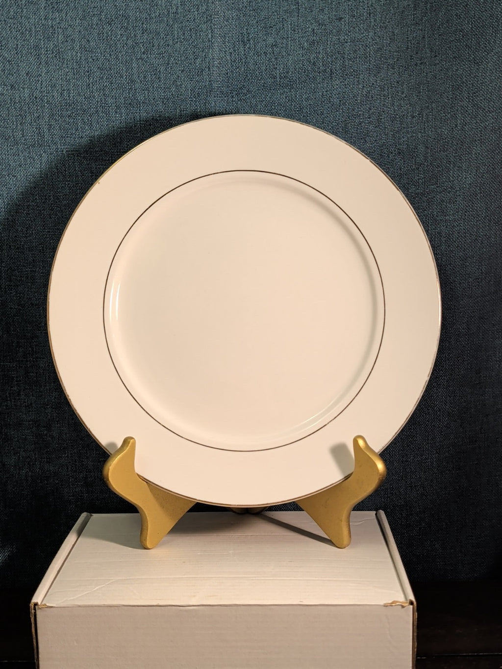 Home Essentials China Dinner Plate White with Gold Rim Individual Replacement