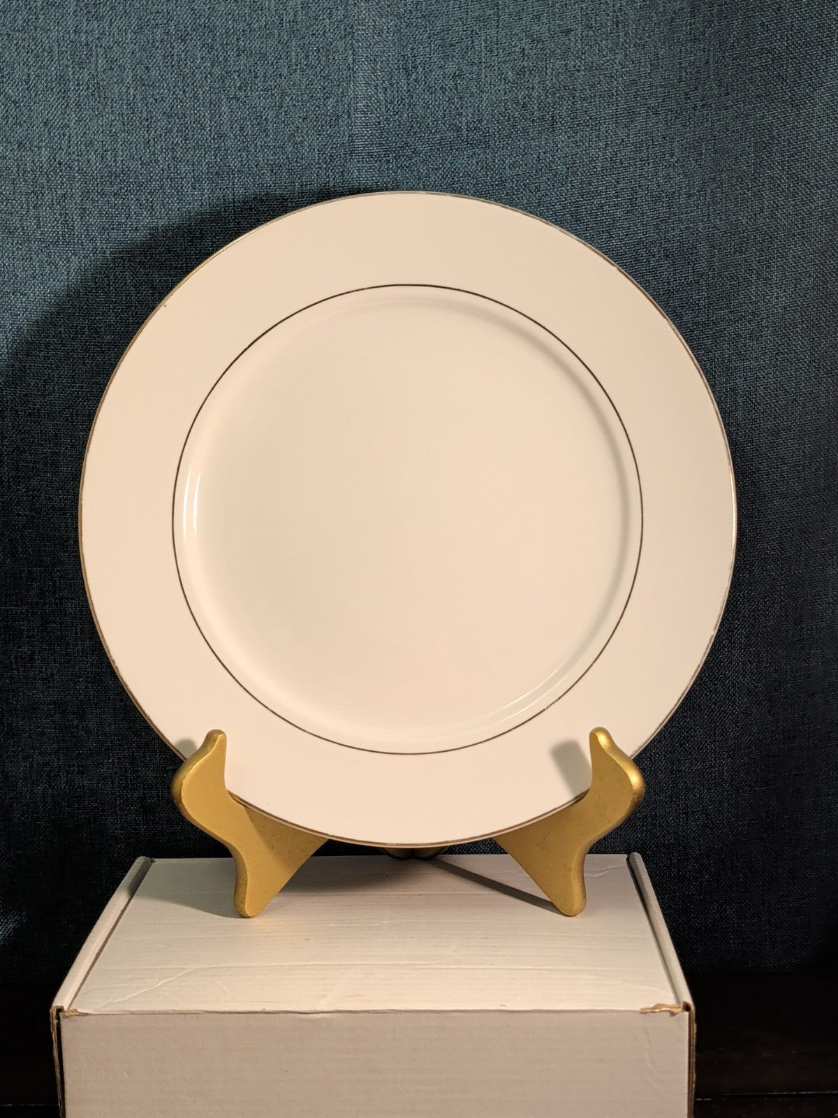 Home Essentials China Dinner Plate White with Gold Rim Individual Replacement