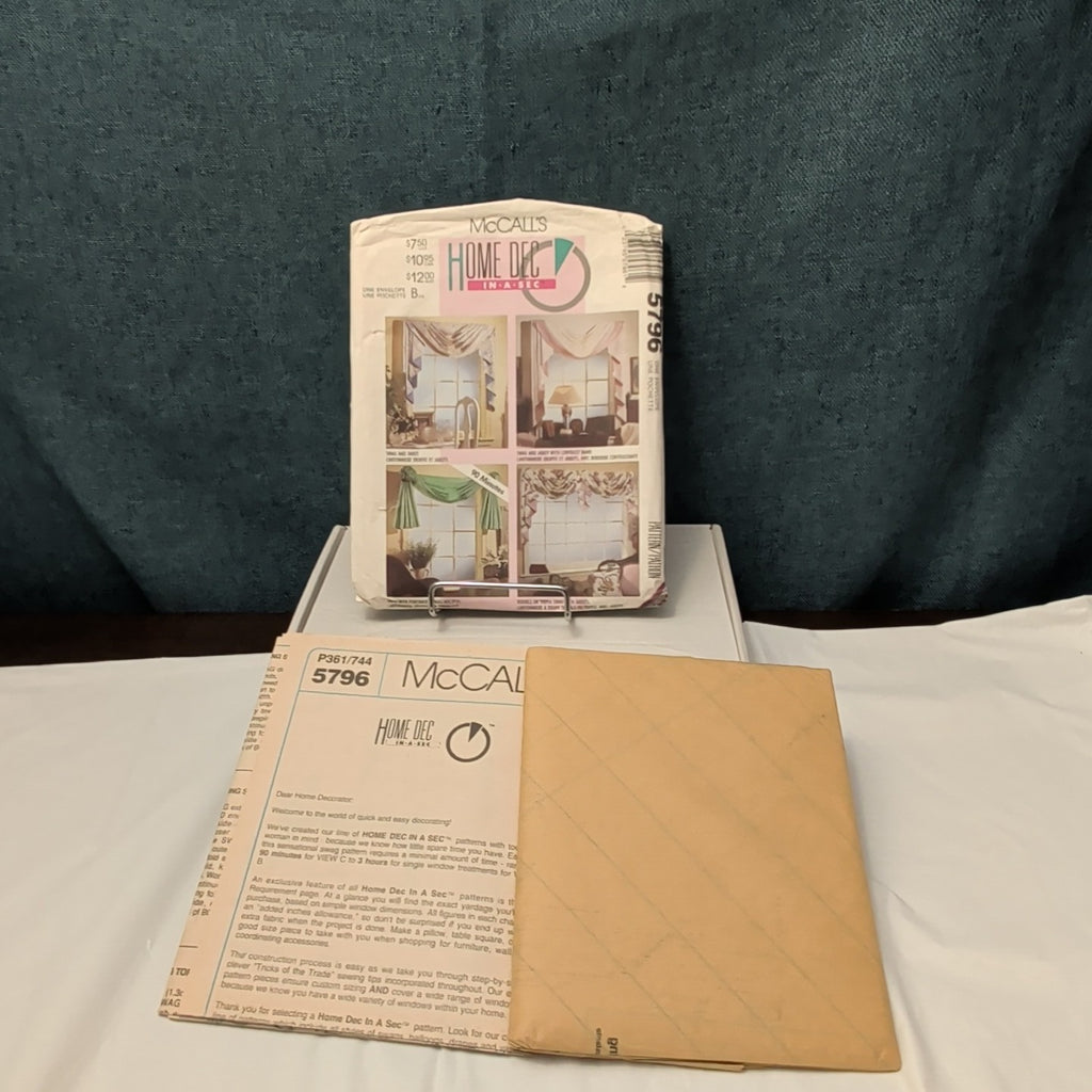 Vintage McCALL'S 5796 Sewing Pattern | Window Swags & Jabots | Curtains 1992 OOP