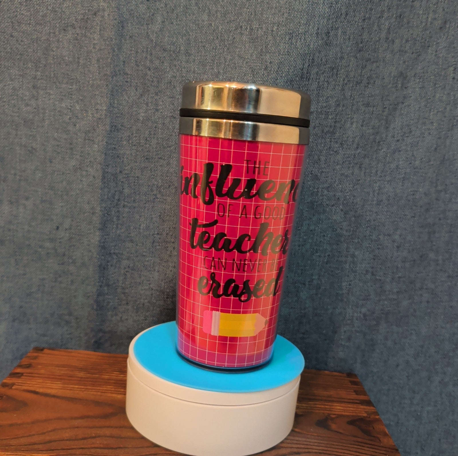 Teacher Appreciation Travel Tumbler 20oz Pink Hot Cold Cup with Lid