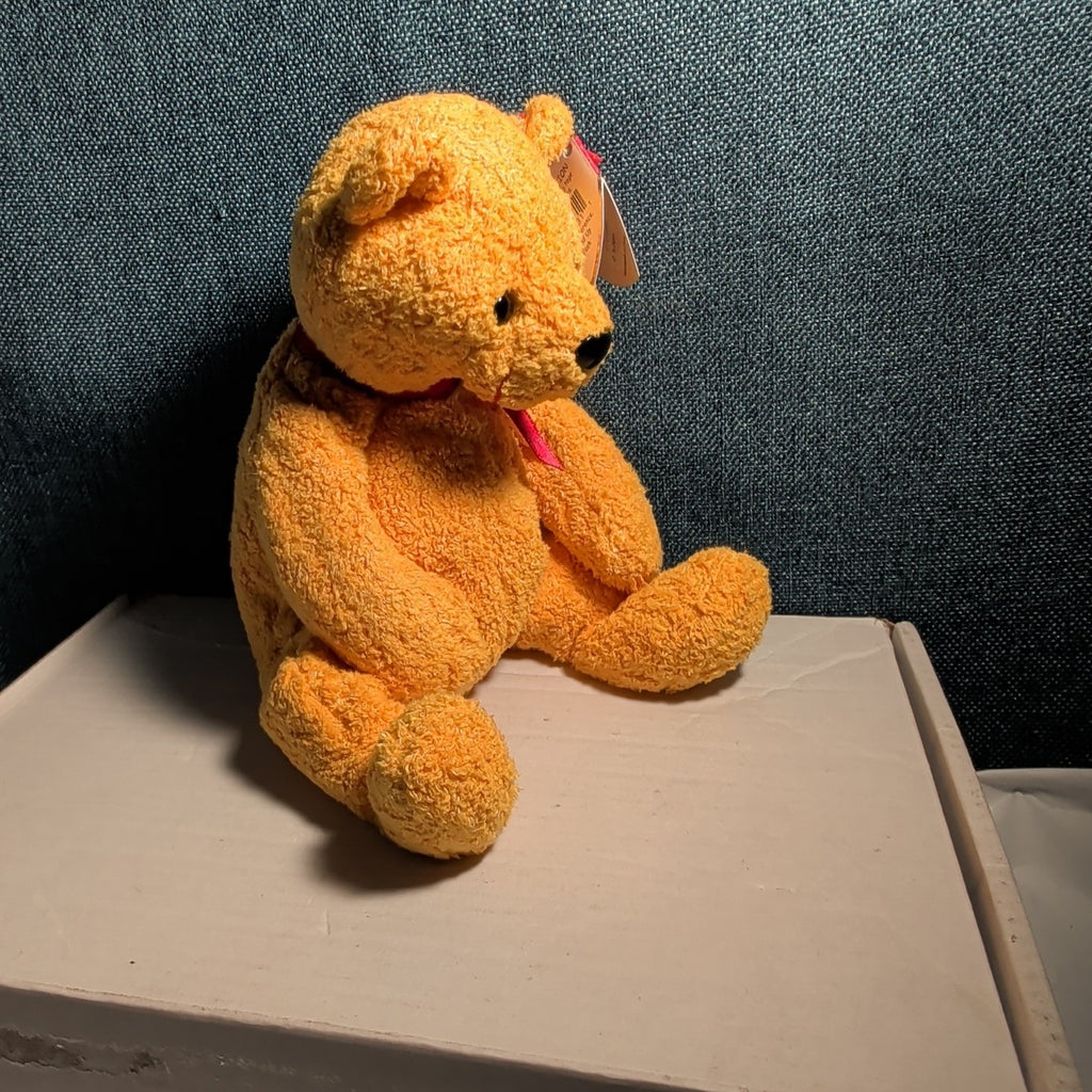 Ty Beanie Baby POOPSIE THE BEAR | 2001 Retired MWMT | Vintage Yellow Teddy Bear