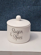 Ceramic Sugar Bowl with Lid | "Sugar & Spice"