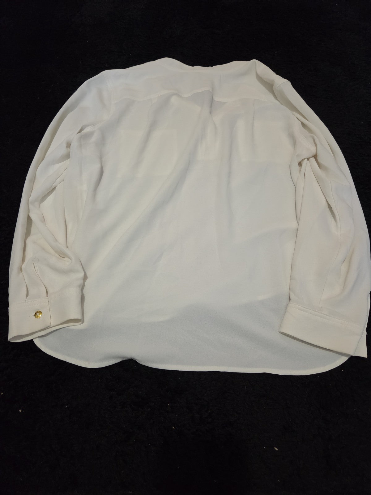 Nine West Blouse White Pocket Split Neck Career Top Gently Used Size PXL