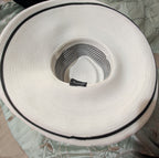 Tuscany Wide Brim Church Derby Dress Hat Black White Flower Bow Ribbon
