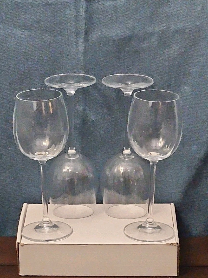 Set of 4 Clear Glass Stemmed Wine Glasses Balloon Bowl All-Purpose Stemware