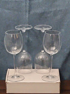 Set of 4 Clear Glass Stemmed Wine Glasses Balloon Bowl All-Purpose Stemware
