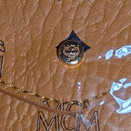 MCM Visetos Envelope Pouch Cognac Monogram Beauty Clutch NIB 200838