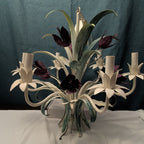 Vintage Floral Chandelier 6-Arm | Purple Tulips MCM | Hollywood | Tested