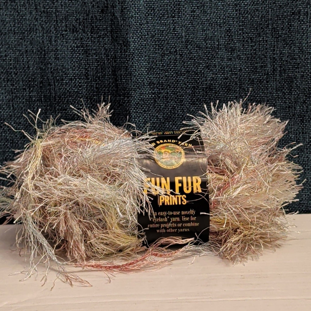 Lion Brand Fun Fur Prints Yarn 1 Skein Sandstone 225 Made in Italy Eyelash NOS