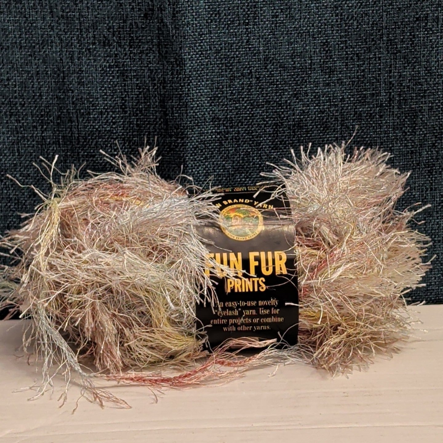 Lion Brand Fun Fur Prints Yarn 1 Skein Sandstone 225 Made in Italy Eyelash NOS