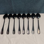 Set of 8 Black Stainless Steel Spoons 18/0 Modern Onyx Flatware Table Spoons Set