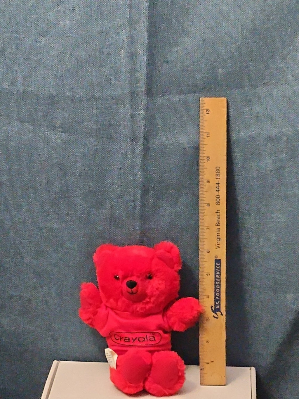Vintage 1986 Crayola Teddy Bear Plush | Red Crayon Shirt | 7" Stuffed Animal |