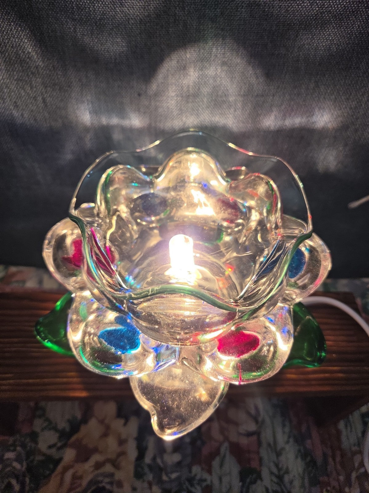 Flower Touch Lamp Glass Oil Warmer Multicolor
