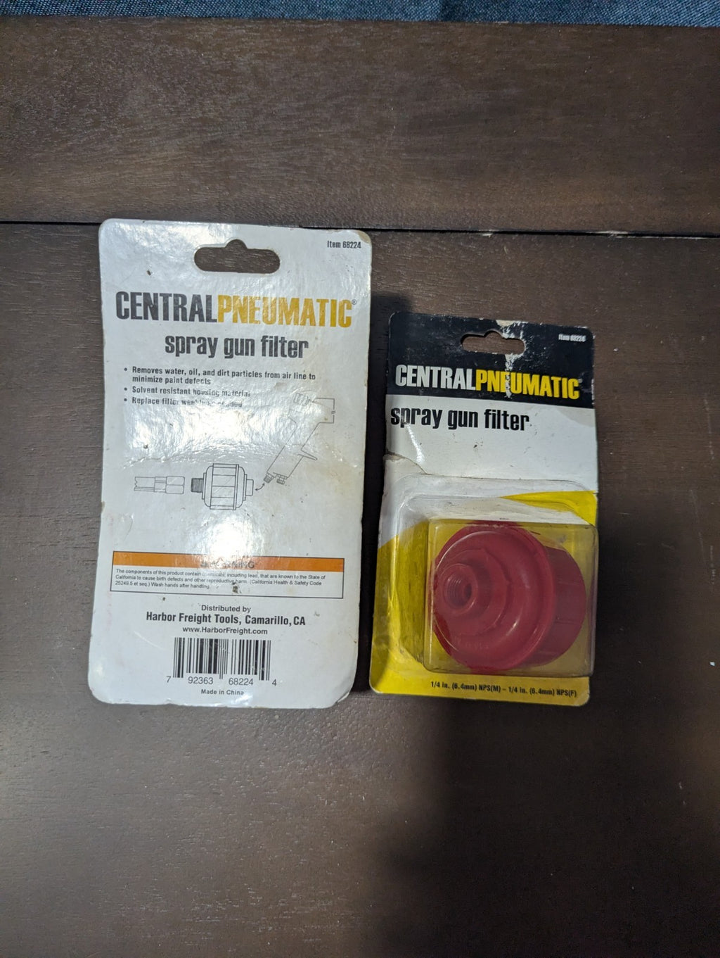 2 Central Pneumatic Inline Spray Gun Filters | Water Trap 1/4" NPT | NOS 88224