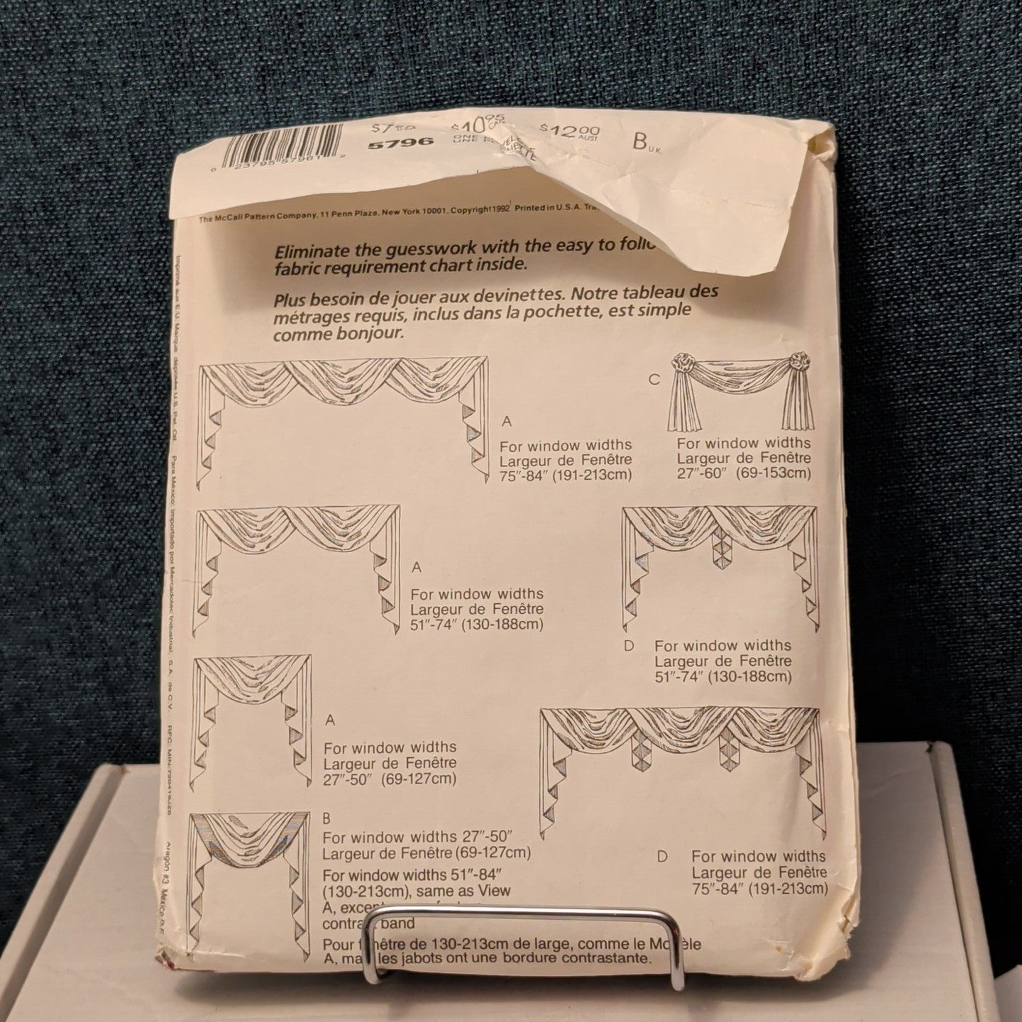 Vintage McCALL'S 5796 Sewing Pattern | Window Swags & Jabots | Curtains 1992 OOP