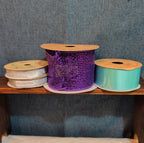 Robert Stanley Ribbon Lot 4 Purple Teal Silver Mesh Wired Craft Destash