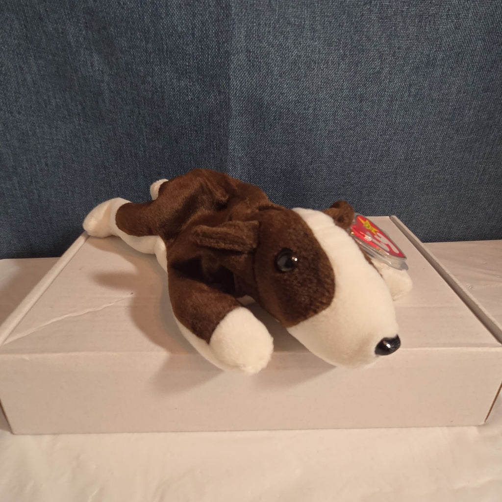 Ty Beanie Baby Bruno Dog Plush Vintage 1997 Bull Terrier Tags Protected