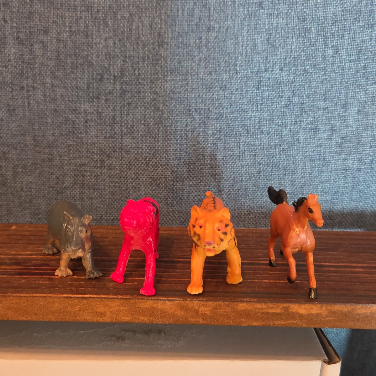 Plastic Animal Figure Lot 4 Pink Tiger Horse Vintage