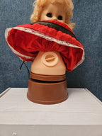 Vintage Heritage Doll Piggy Bank European Folk Costume Blonde Curls Aged Charm
