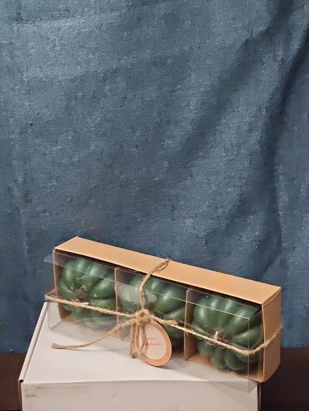 Set of 3 Green Pumpkin Candles | Vanilla Scented Molded Wax | Fall Farmhouse