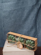 Set of 3 Green Pumpkin Candles | Vanilla Scented Molded Wax | Fall Farmhouse