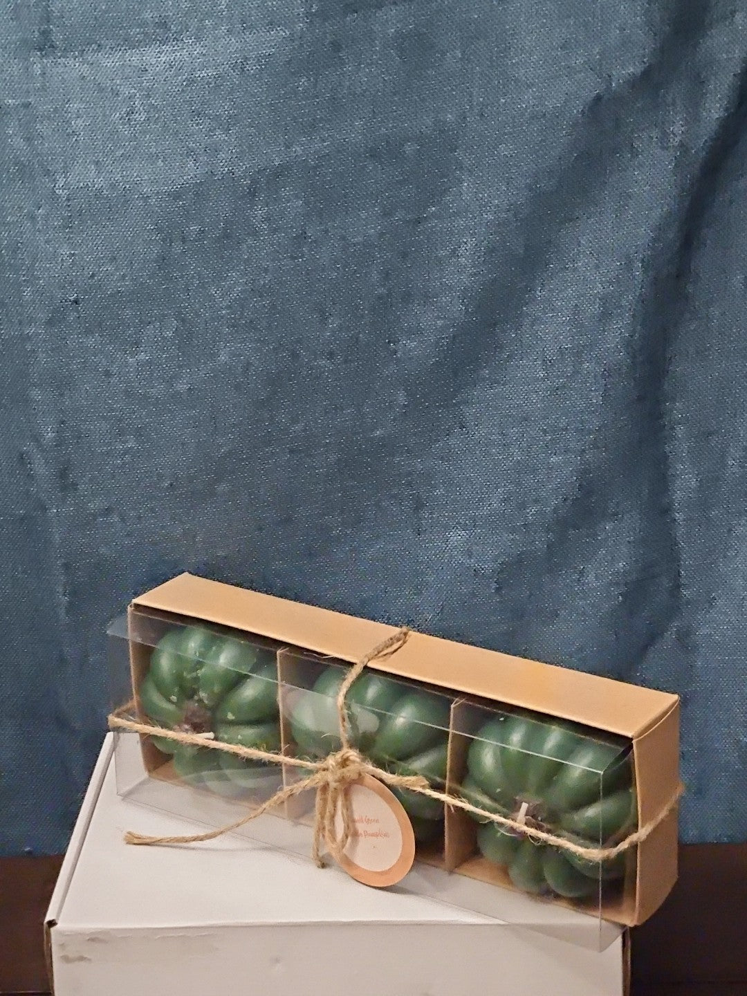 Set of 3 Green Pumpkin Candles | Vanilla Scented Molded Wax | Fall Farmhouse