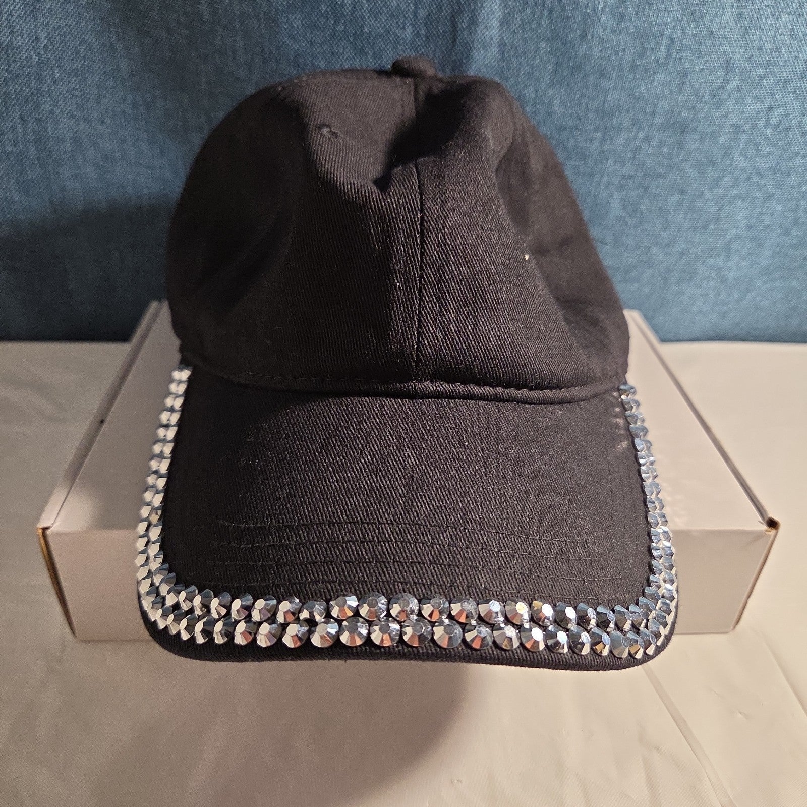 Black Rhinestone Trim Baseball Cap Peng Yuan