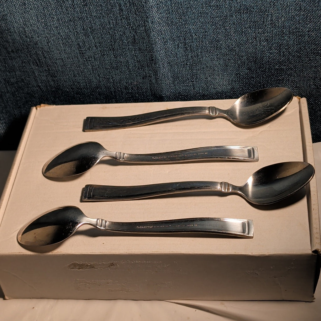 Set of 4 Hampton Silversmiths PORTFOLIO Glossy Spoons | 18/0 Stainless 208