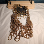 Traci Lynn Roppie Gold Mesh Crystal Collar Necklace Earring Set Vintage Choker