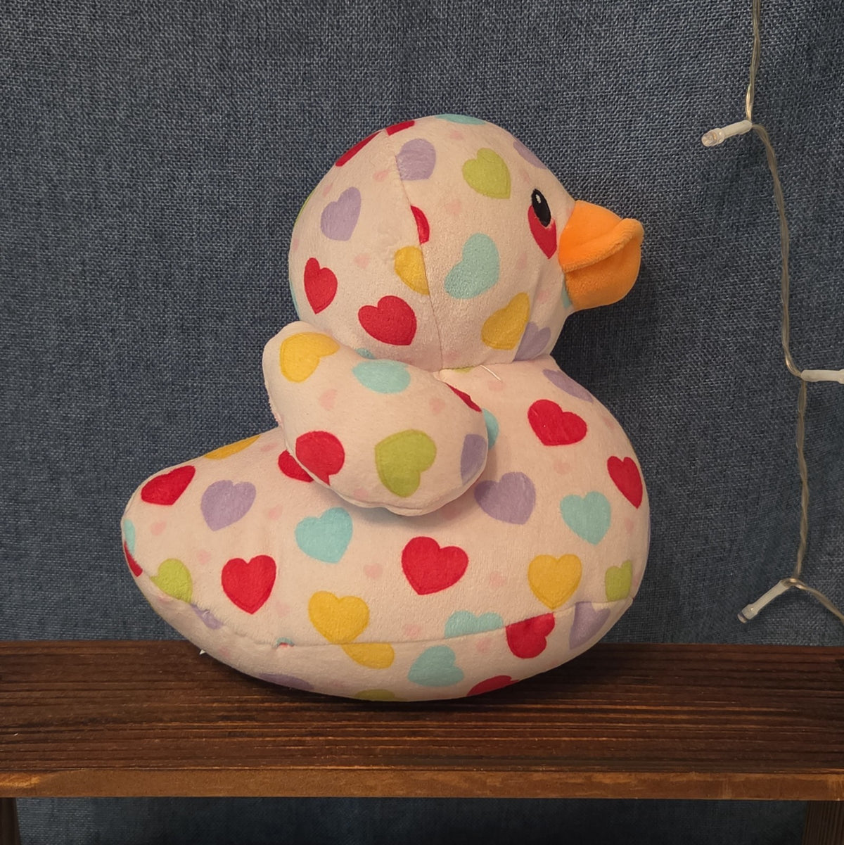 Way To Celebrate Duck Plush Heart Print Pastel Kawaii