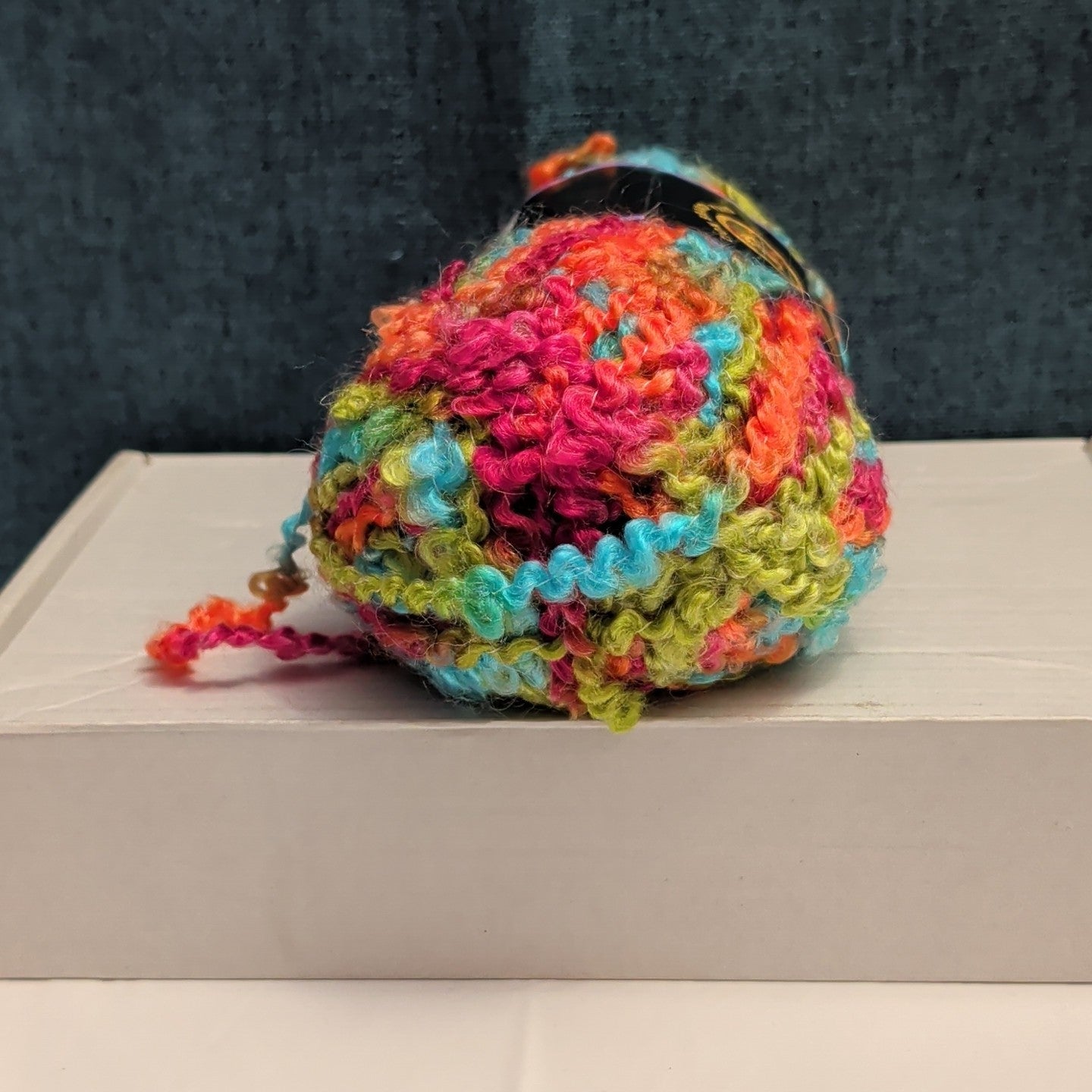 Lion Brand Lion Boucle Yarn Sorbet 205 Mohair Blend Textured Pink Teal Orange