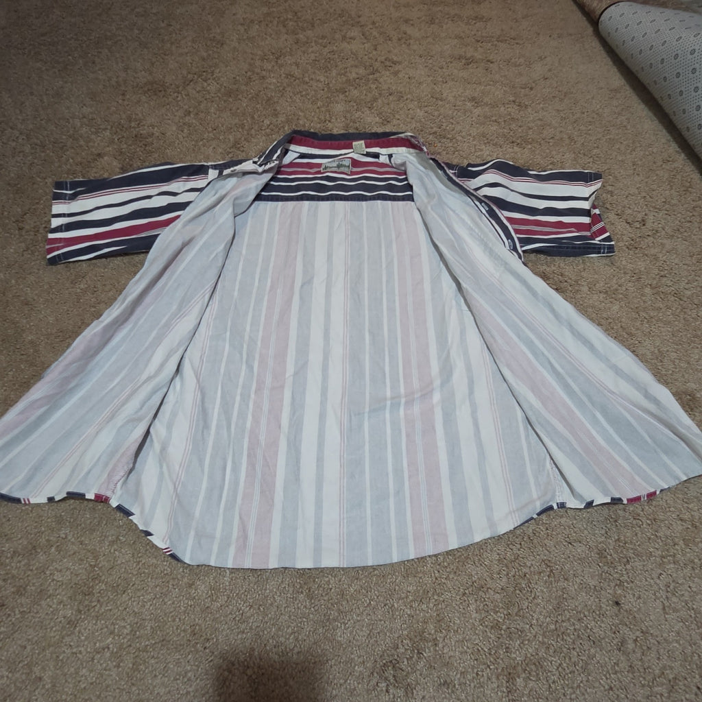 Pine Grove Striped Button Down Shirt Cotton Vintage 90s Retro Men Size M