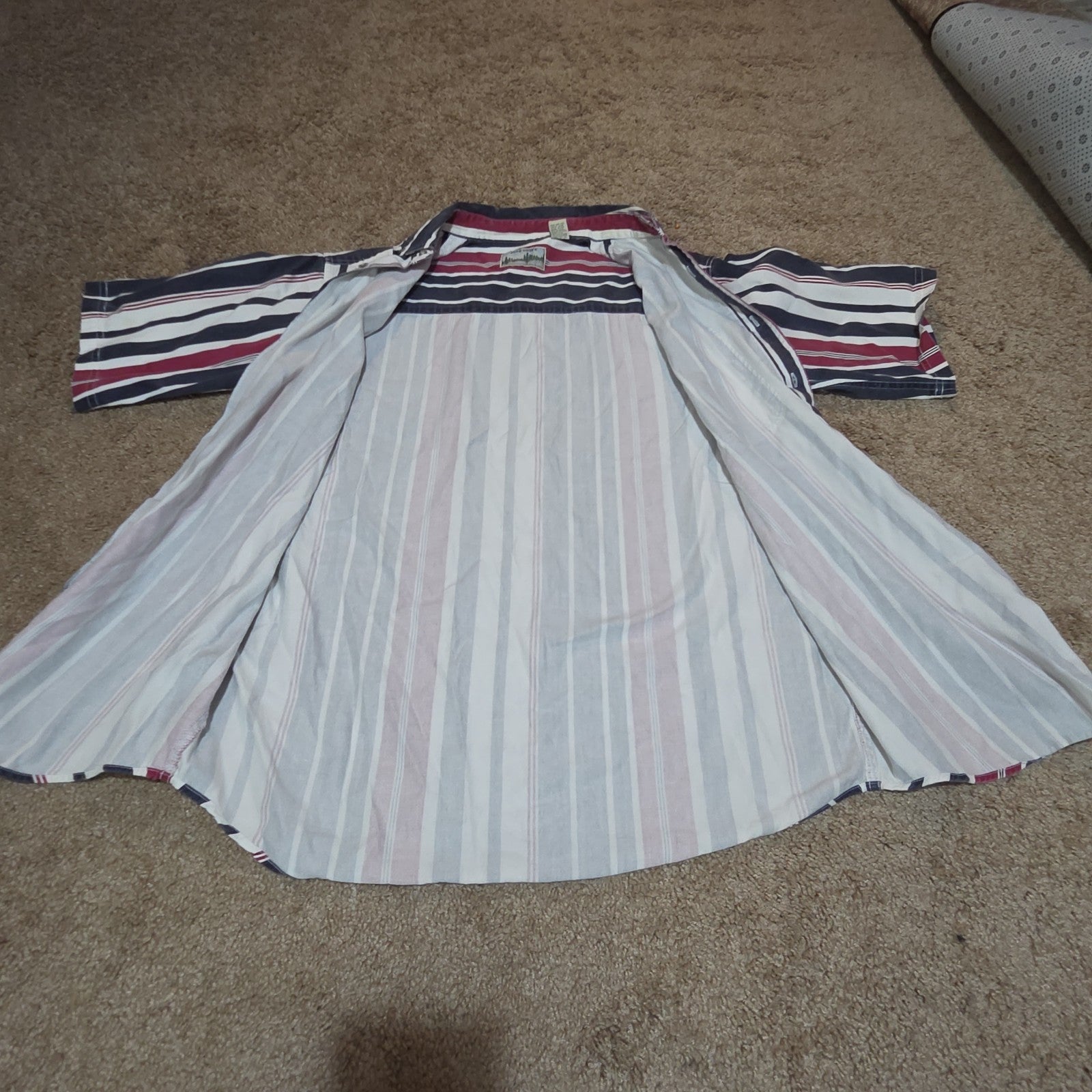 Pine Grove Striped Button Down Shirt Cotton Vintage 90s Retro Men Size M