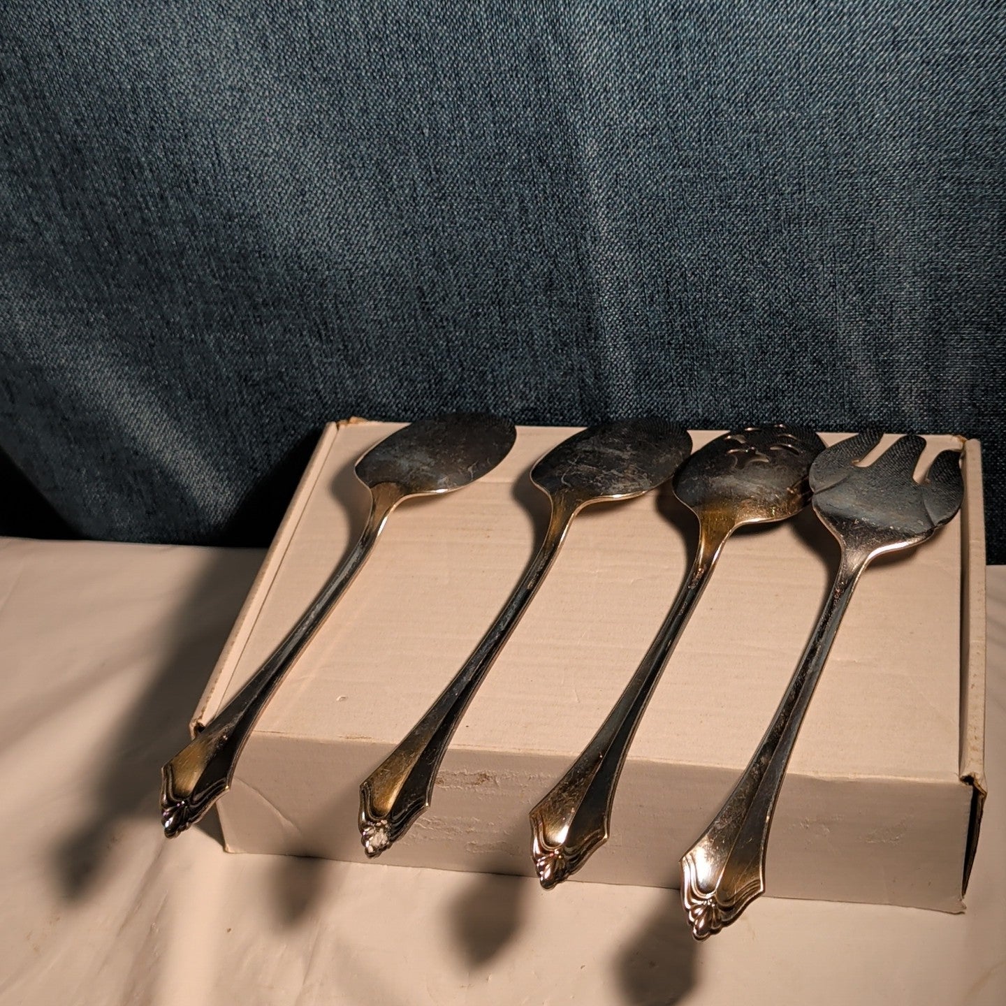 4 Pc ONEIDA Community ROYAL FLUTE Serving Set | Kenwood Meat Fork Spoons MCM