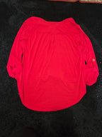 Michael Kors Blouse Red Zip Top Women Large Roll Tab Sleeve Jersey Shirt Used