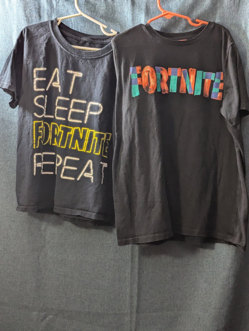 Set Of 2 Fortnite Boys T-Shirts Size L (10-12) Black Graphic Tees Gamer Shirts