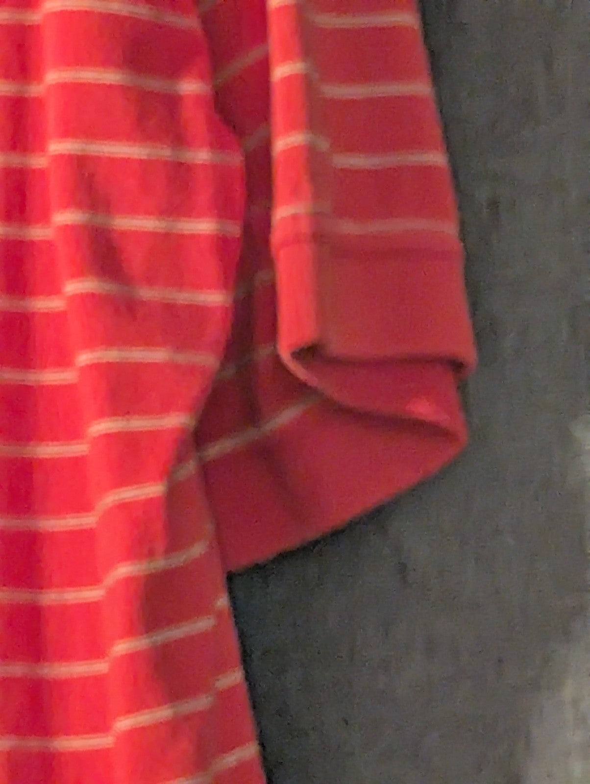 Greg Norman Collection Men's L 100% Cotton Red White Stripe Golf Polo Shark Logo