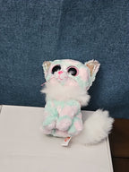 TY Beanie Boos Opal Cat Plush 6" | Pastel Pink & Green Tie Dye Kitty | No Tag