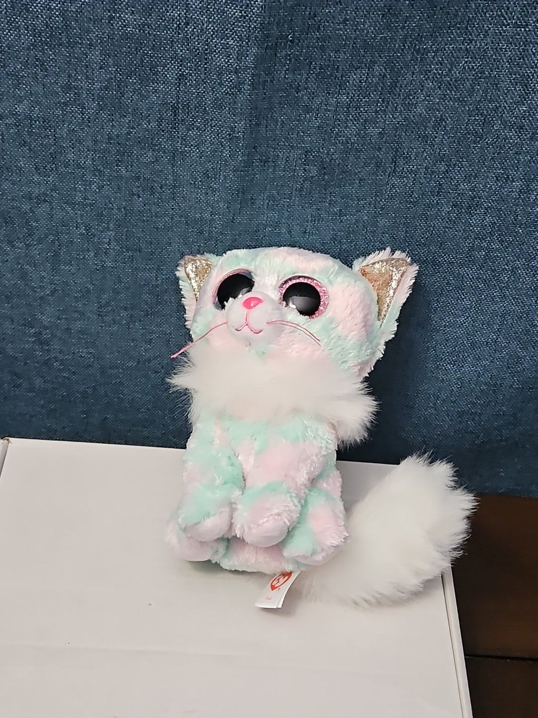 TY Beanie Boos Opal Cat Plush 6" | Pastel Pink & Green Tie Dye Kitty | No Tag