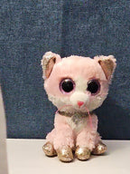 Ty Beanie Boos Fiona Pink Cat Plush | Glitter Eyes & Gold Feet | 6-9"