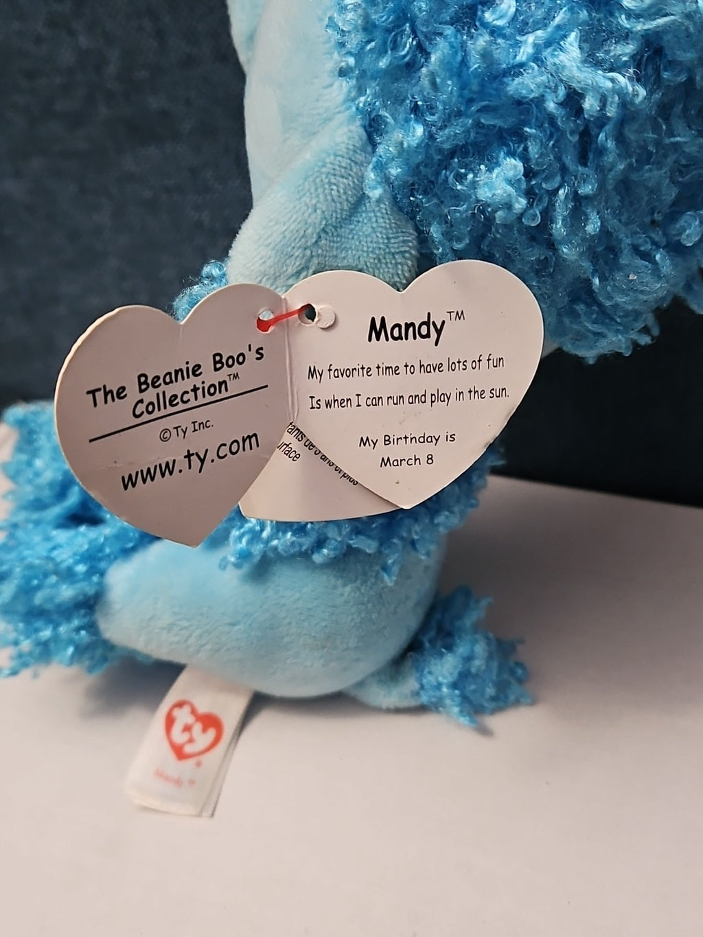 Retired Ty Beanie Boos Mandy Blue Poodle Plush 10" Medium Buddy |  Sparkle Eyes