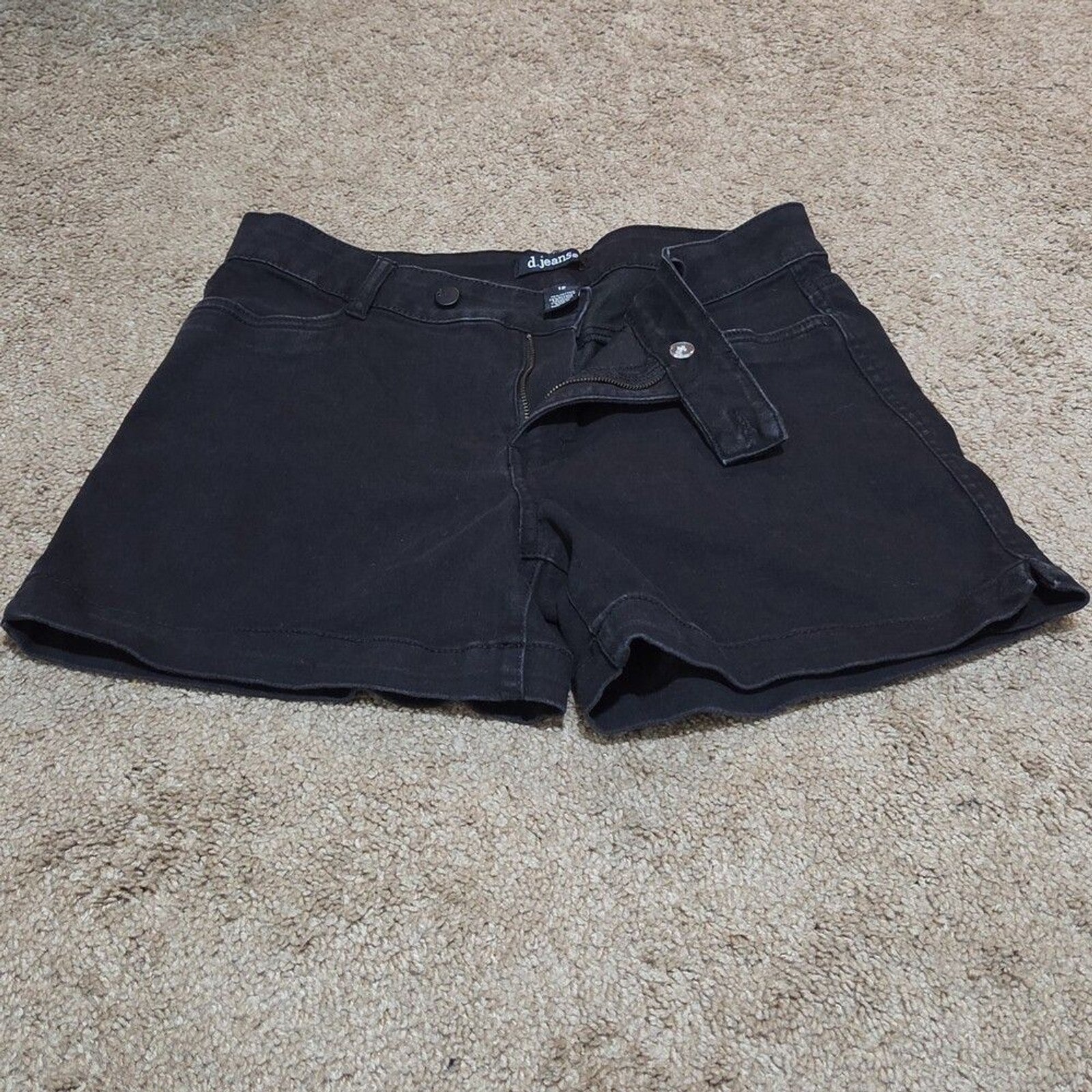 d.jeans High Waist Shorts Black Repreve Stretch Denim Modern Preowned Size 12