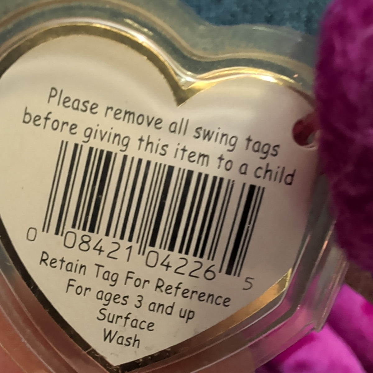 Ty Beanie Baby Millennium Bear MWMT Retired Holographic Tag Purple 2000 Y2K Toy