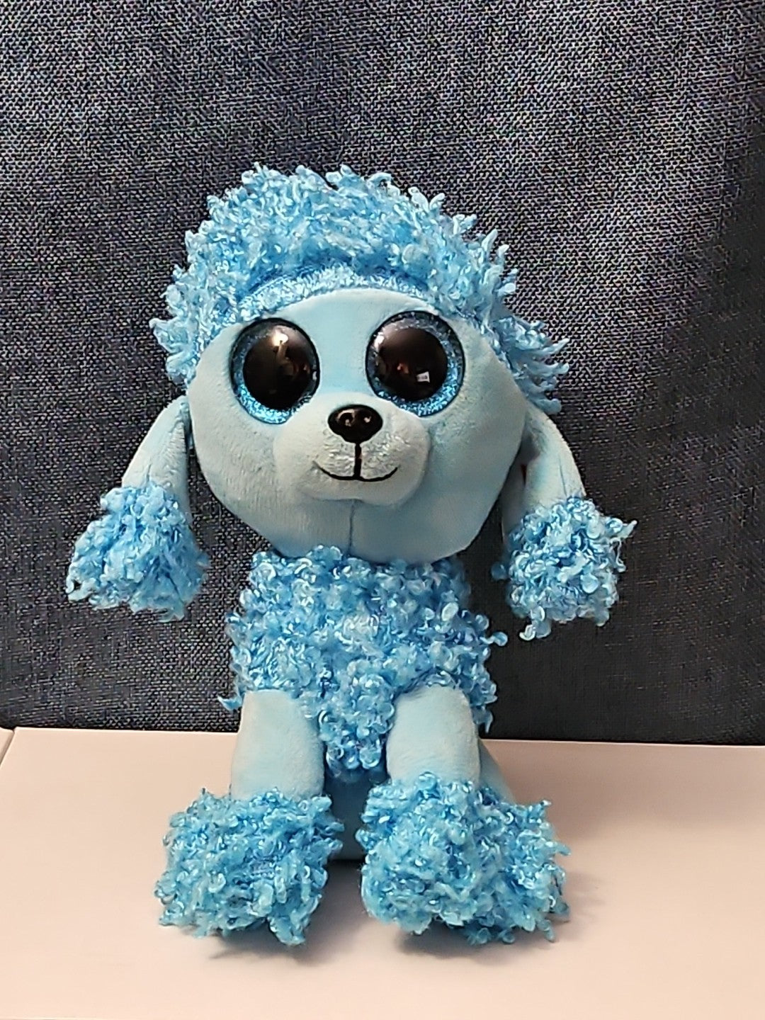 Retired Ty Beanie Boos Mandy Blue Poodle Plush 10" Medium Buddy |  Sparkle Eyes
