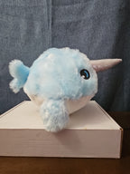 Blue Narwhal Plush Ball Toy 8.25" Inflatable Bouncy Stuffed Animal Sensory Play