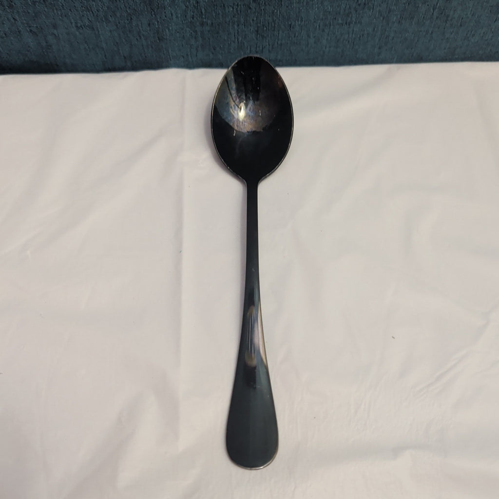 Set of 8 Black Stainless Steel Spoons 18/0 Modern Onyx Flatware Table Spoons Set