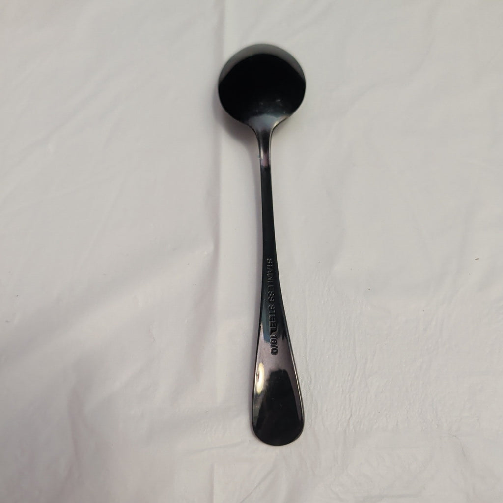 Set of 7 Black Stainless Steel Spoons 18/0 Modern Flatware Teaspoons Clean
