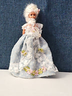 Vintage 5.5" Costume Doll | Blue Polka Dot Rococo Dress | Hard Plastic Souvenir